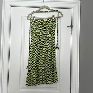 Indian Boutique One Size Neon Yellow and Blue Stretchy Strapless Beach Dress